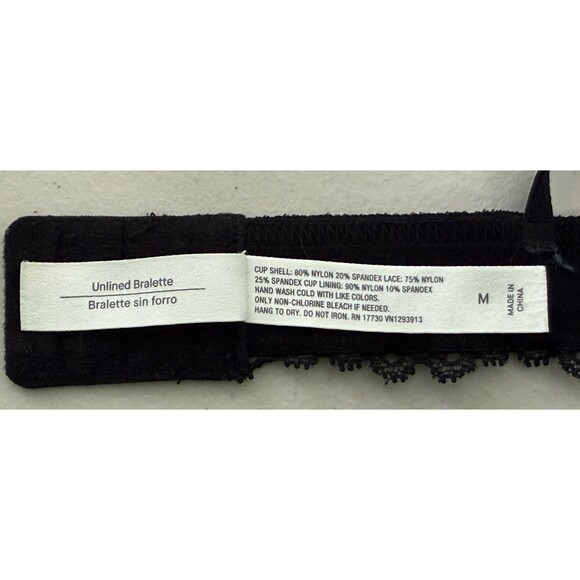 Auden Women's Unlined Bralette Black Floral Lace Size Medium - Picture 7 of 7